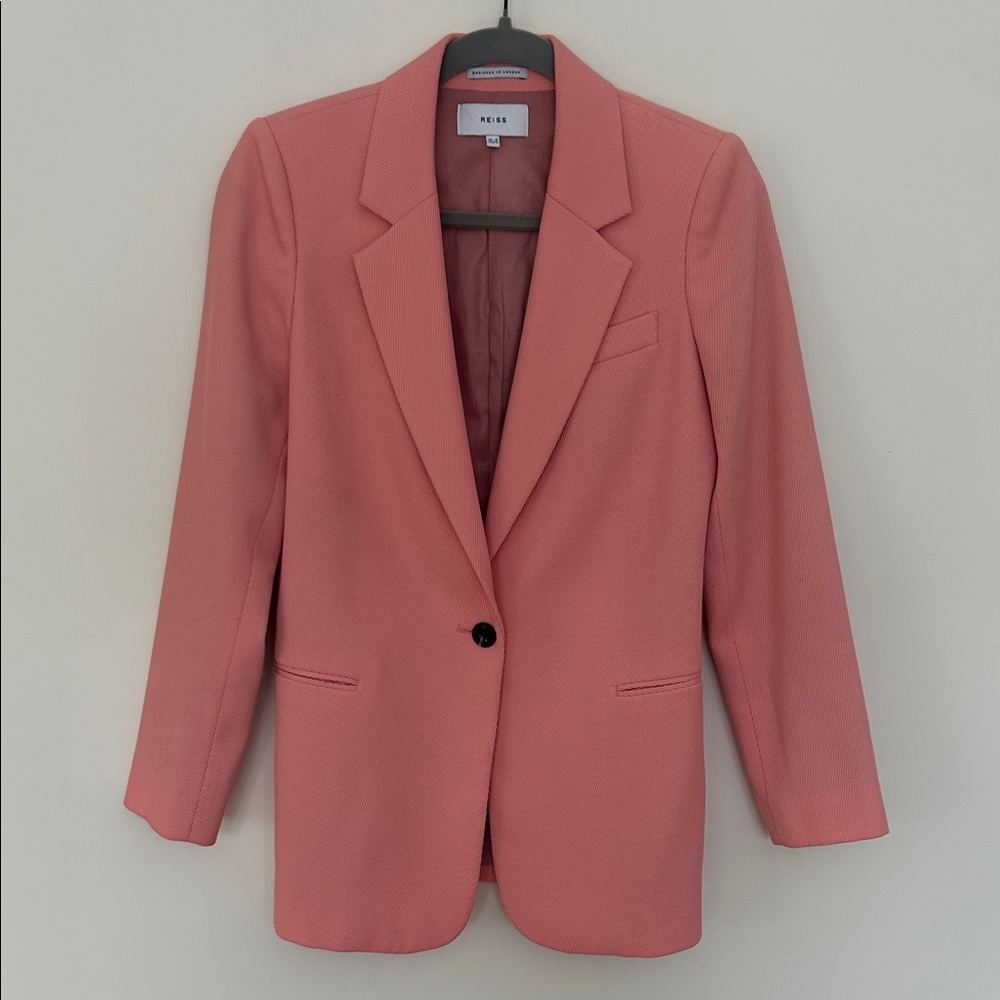 Reiss Coral Ribbed Blazer